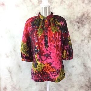 Trina Turk Popover 3/4 sleeves Blouse Top